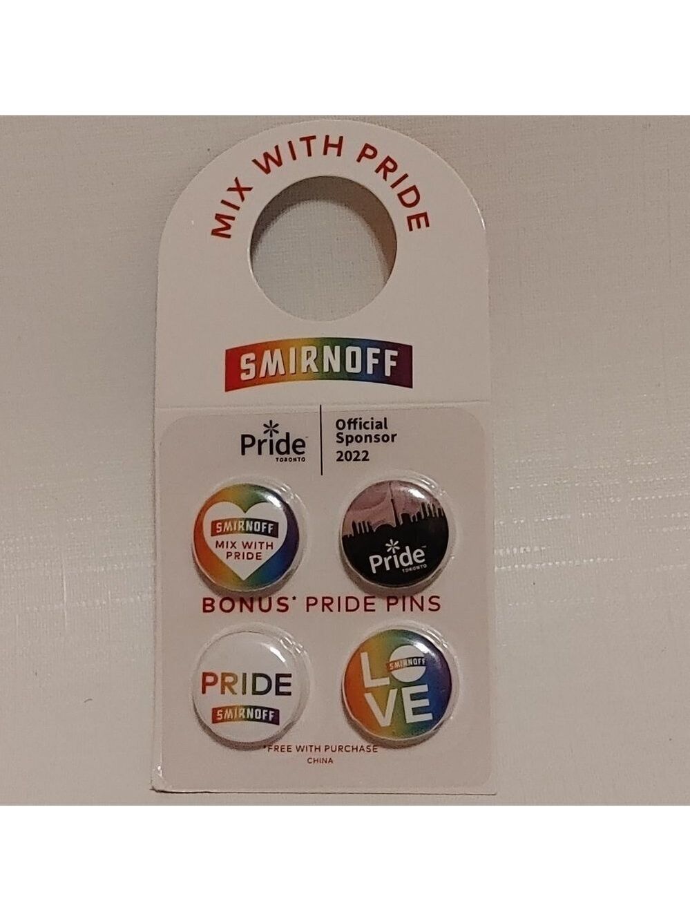 SMIRNOFF Mix With Pride PRIDE PINS Pack of 4